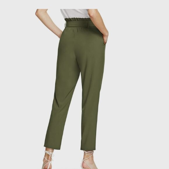 Brandy Blu Olive Green High-Waisted Belted Trousers Size Medium - Picture 3 of 8